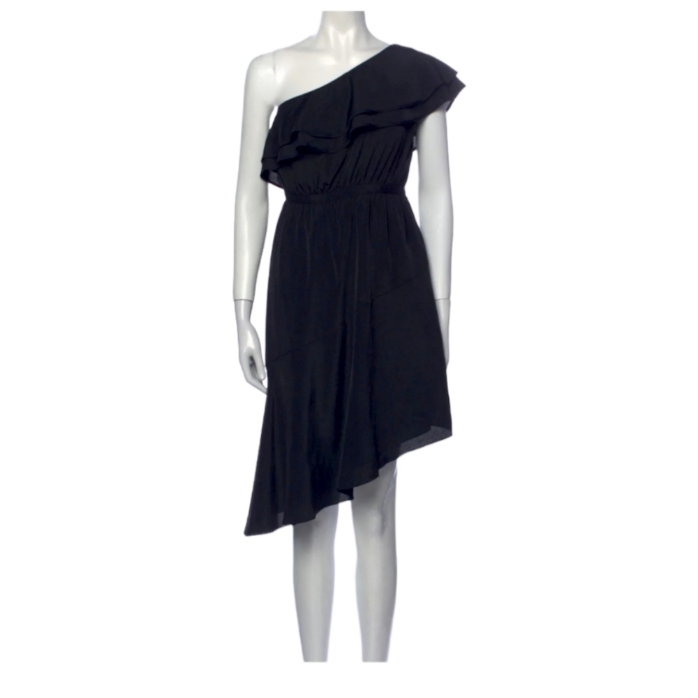 NWT Likely One Shoulder Black Ruffle Delbarton Dress